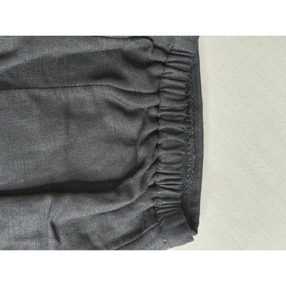 Plaza South Black Linen Tapered Pants Sz 18 Minimalist Slit Hem - Picture 8 of 12